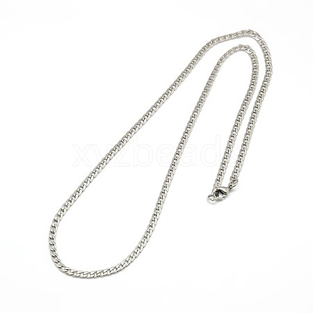 Non-Tarnish 304 Stainless Steel Curb Chain Necklace Making X-STAS-A028-N108P-1