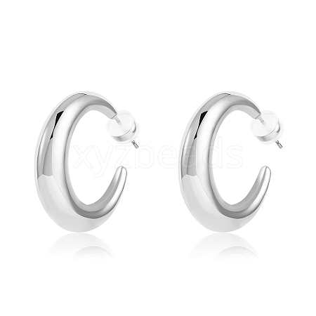 Crescent Moon Chunky Stud Earrings Half Hoop Earrings Open Oval Drop Earrings Teardrop Hoop Dangle Earrings Pull Through Hoop Earrings Statement Jewelry Gift for Women JE1089D-1