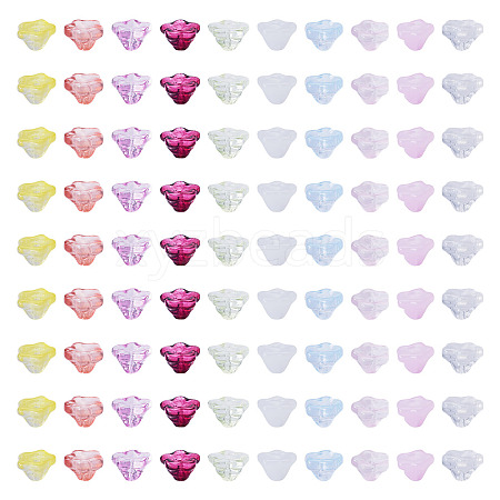 150Pcs 10 Colors Baking Paint Transparent Glass Beads GLAA-TA0004-37-1