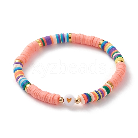 Polymer Clay Heishi Beads Stretch Bracelets BJEW-JB05708-01-1