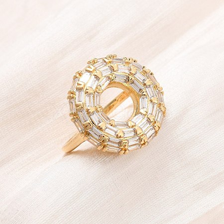 Adjustable Brass Micro Pave Cubic Zirconia Cuff Rings for Women RJEW-B139-05G-1