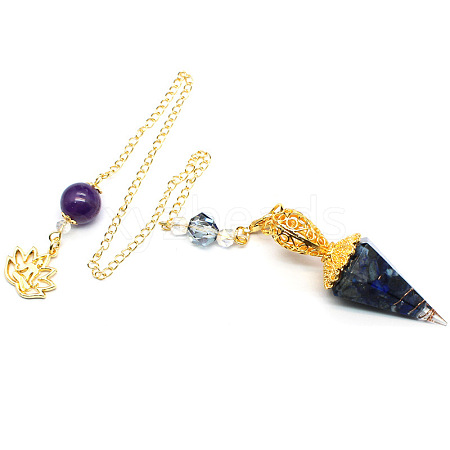 Natural Lapis Lazuli Cone Pointed Dowsing Pendulums PW-WG1687A-05-1