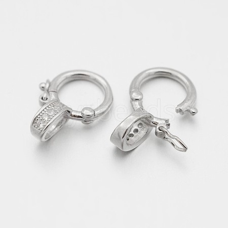 Rhodium Plated 925 Sterling Silver Micro Pave Cubic Zirconia Twister Clasps STER-M082-01B-1