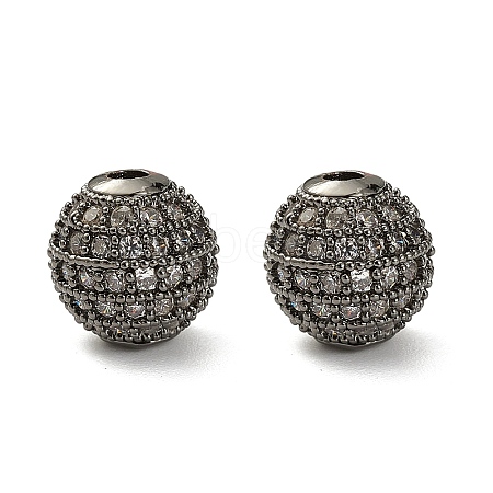 CZ Brass Micro Pave Grade AAA Clear Color Cubic Zirconia Round Beads LS-KK-O065-8mm-05B-NR-1