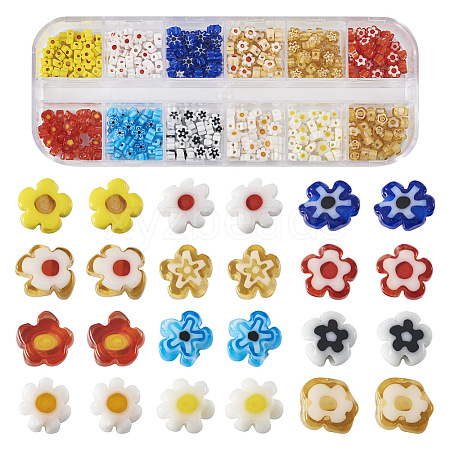 Cheriswelry 360Pcs 12 Colors Handmade Millefiori Glass Bead Strands LAMP-CW0001-05-1