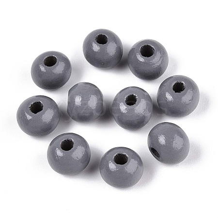 Spray Painted Round Natural Schima Wood Beads WOOD-A018-8mm-11-1