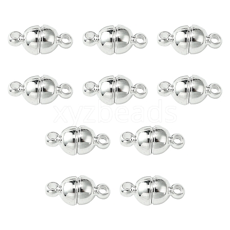 10Pcs Round Brass Magnetic Clasps with Loops KK-FS0001-34S-1