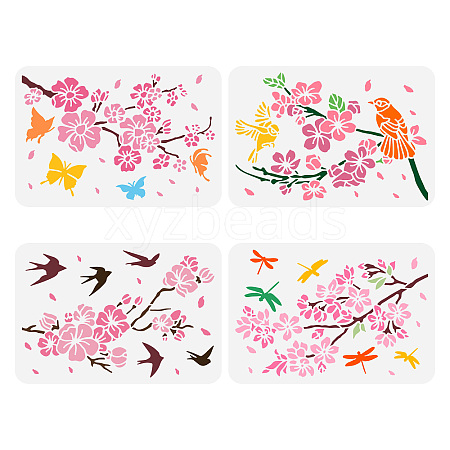 4Pcs 4 Styles PET Hollow Out Drawing Painting Stencils DIY-WH0394-0035-1