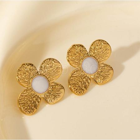 304 Stainless Steel Flower Stud Earrings BM1412-2-1