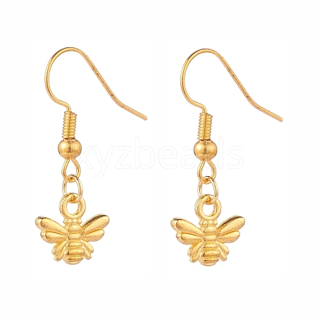 Bee Charm Dangle Earrings EJEW-JE04810-1