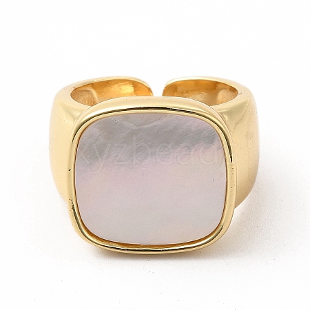 Natural Shell Rectangle Open Cuff Ring KK-A180-42G-1