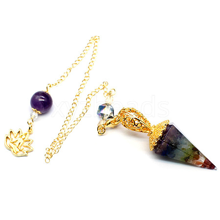 Gemstone Cone Pointed Dowsing Pendulums PW-WG1687A-04-1