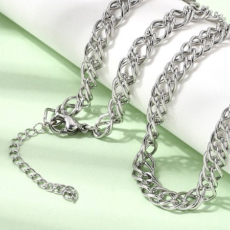 6.5MM 304 Stainless Steel Double Link Chain Necklaces for Women Men SA-CBA37BC-22P-1