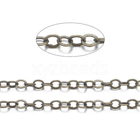 Brass Flat Oval Cable Chains X-CHC025Y-AB-1