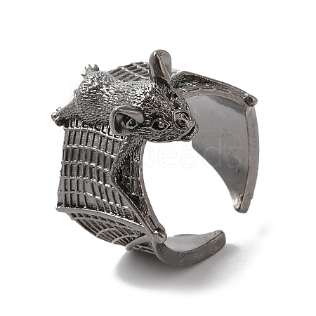 Alloy Bat Open Cuff Rings for Men Women RJEW-G286-02B-1