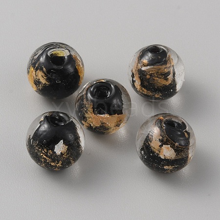 Handmade Gold Sand Lampwork Beads LAMP-WH0011-03B-02-1