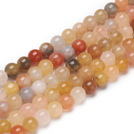 Natural Golden Silk Jade Beads Strands G-L555-05-6mm-1