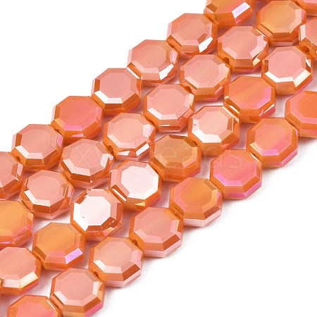 Electroplate Opaque Solid Color Glass Beads Strands EGLA-N002-27-B02-1