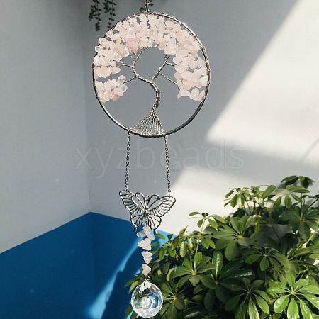 Glass Teardrop Pendant Decoration DJEW-PW0019-05C-1