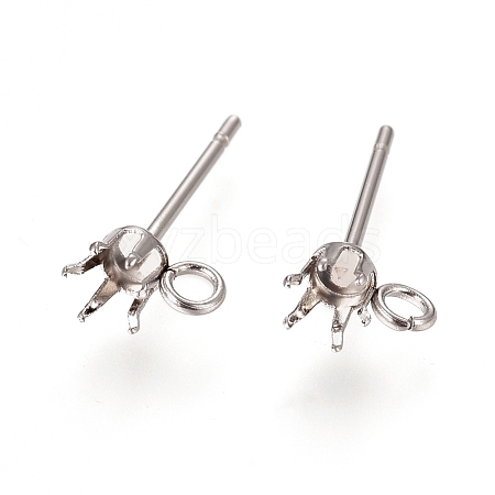 Non-Tarnish 304 Stainless Steel Post Stud Earring Settings STAS-L238-026F-P-1