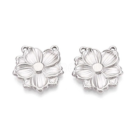 304 Stainless Steel Flower Pendants STAS-T067-29P-1