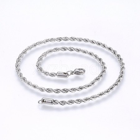 Non-Tarnish 304 Stainless Steel Rope Chain Necklaces X-NJEW-F226-03P-06-1