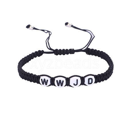 Adjustable Unisex Letter WWJD Acrylic Braided Bead Bracelets RA5830-4-1