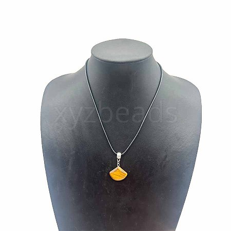 Natural Picture Jasper Fan-Shaped Pendant Necklaces VA7169-4-1