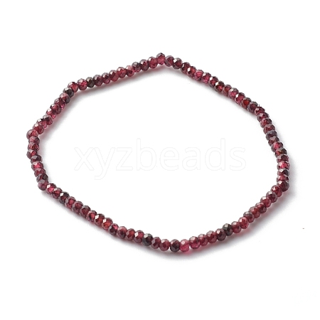 Faceted Rondelle Natural Garnet Beads Stretch Bracelets BJEW-JB06383-01-1