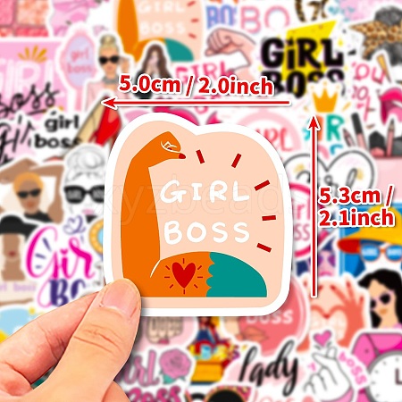 50Pcs Pink Theme Paper Self-Adhesive Picture Stickers STIC-C010-18-1