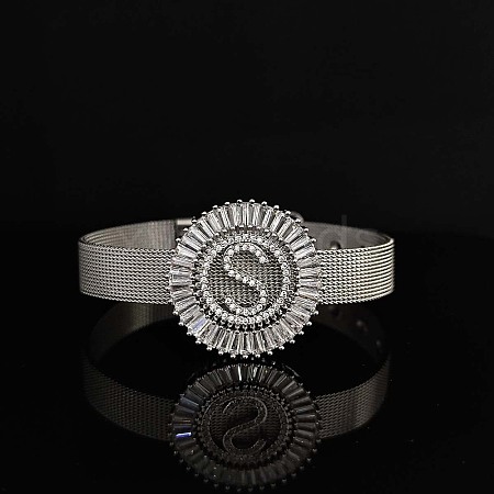 Brass Micro Pave Clear Cubic Zirconia Bangles for Women FS-WGA7409-23-1