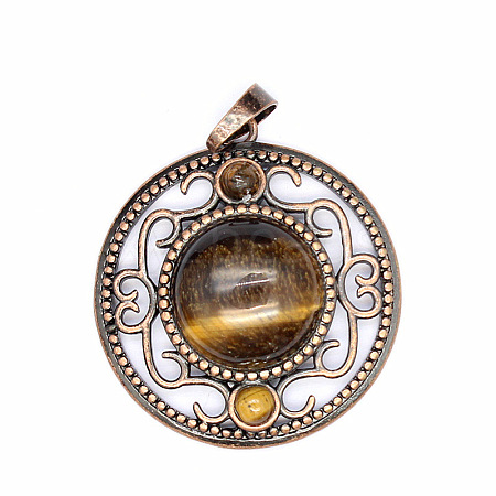 Retro Hollow Natural Tiger Eye Pendants PW-WG205B0-16-1