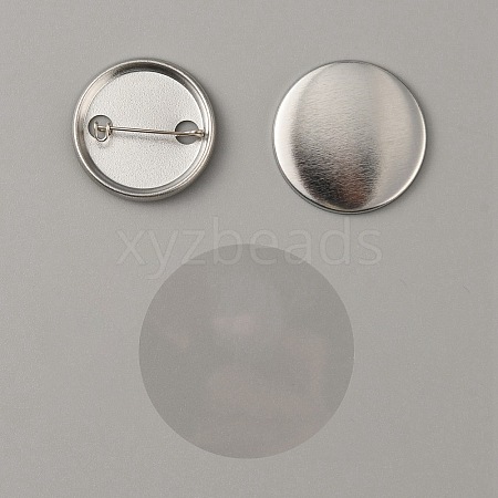 Flat Round Iron Badge Button Parts DIY-WH0297-15B-1