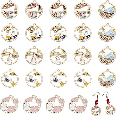 CHGCRAFT 24Pcs 6 Style Easter Alloy Enamel Pendants FIND-CA0006-11-1