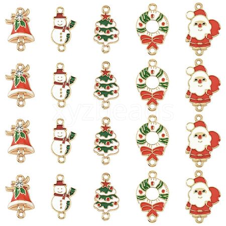 30Pcs 5 Styles Christmas Alloy Enamel Links FIND-FS0004-93-1