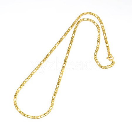 304 Stainless Steel Figaro Chain Necklace Making X-STAS-A028-N022G-1