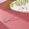 Non-Tarnish Flat Round with Tree of Life Pendant Necklace for Girl Women NJEW-JN03711-3