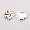 Wedding Theme Antique Silver Tone Tibetan Style Alloy Heart with Step Dad of Bride Rhinestone Charms LS-TIBEP-N005-22D-1