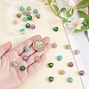 30Pcs 5 Styles Natural Amethyst & Grey Agate & Green Aventurine & Synthetic Malachite & Turquoise Faceted Hearted Charms with Brass Sun Star Moon Slices PALLOY-PHE00010-3