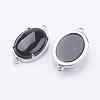 Brass Natural Black Agate Links connectors G-E398-04H-1