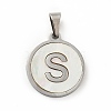 304 Stainless Steel with White Shell Pendants STAS-G268-01S-P-2