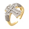 Brass Micro Pave Clear Cubic Zirconia Cuff Rings RJEW-U035-02GP-03-4