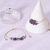 3Pcs 3 Style Natural Amethyst Braided Bead Bracelets Set BJEW-JB09334-02-2