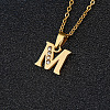 201 Stainless Steel Crystal Rhinestone Initial Pendant Necklaces FS-WG3A711-13-1