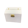 3-Layer Imitation Leather Jewelry Drawer Organizer Box with Handle and Mirror Inside PW-WG94119-01-1