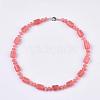 Natural Rhodochrosite Beaded Necklaces NJEW-S392-27-3