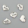 Wedding Theme Antique Silver Tone Tibetan Style Heart with Bride Rhinestone Charms X-TIBEP-N005-12E-2