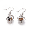 Natural Tiger Eye Dangle Earrings EJEW-K080-A05-2