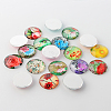 Flower Printed Glass Flatback Cabochons X-GGLA-A002-12mm-BB-2