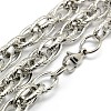 Fashionable 304 Stainless Steel Rope Chain Necklaces for Men STAS-A028-N044P-L-2